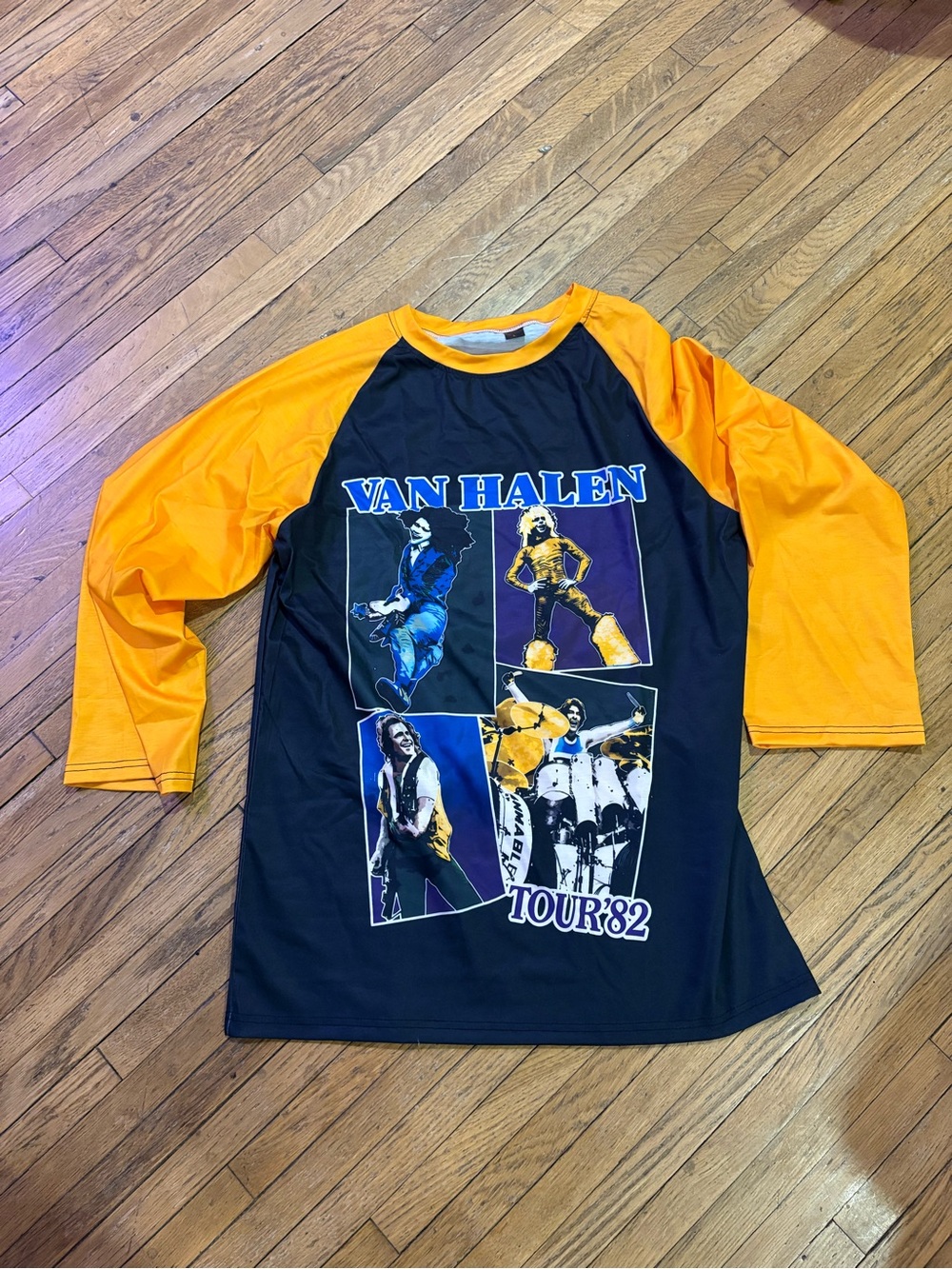 Tour '82 Black and Orange Raglan Baseball Shirt